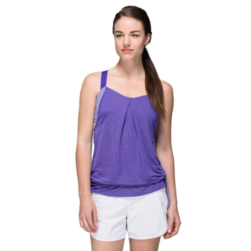 Womens Lululemon Rest Less Tank Top Heathered Bruised Berry Purple Luxtreme Sz 4